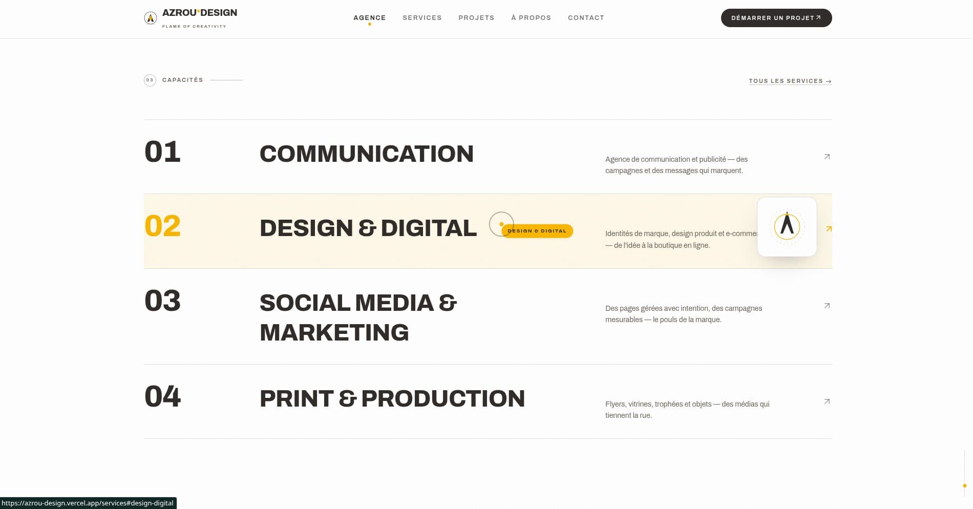 Azrou Design — the capabilities section