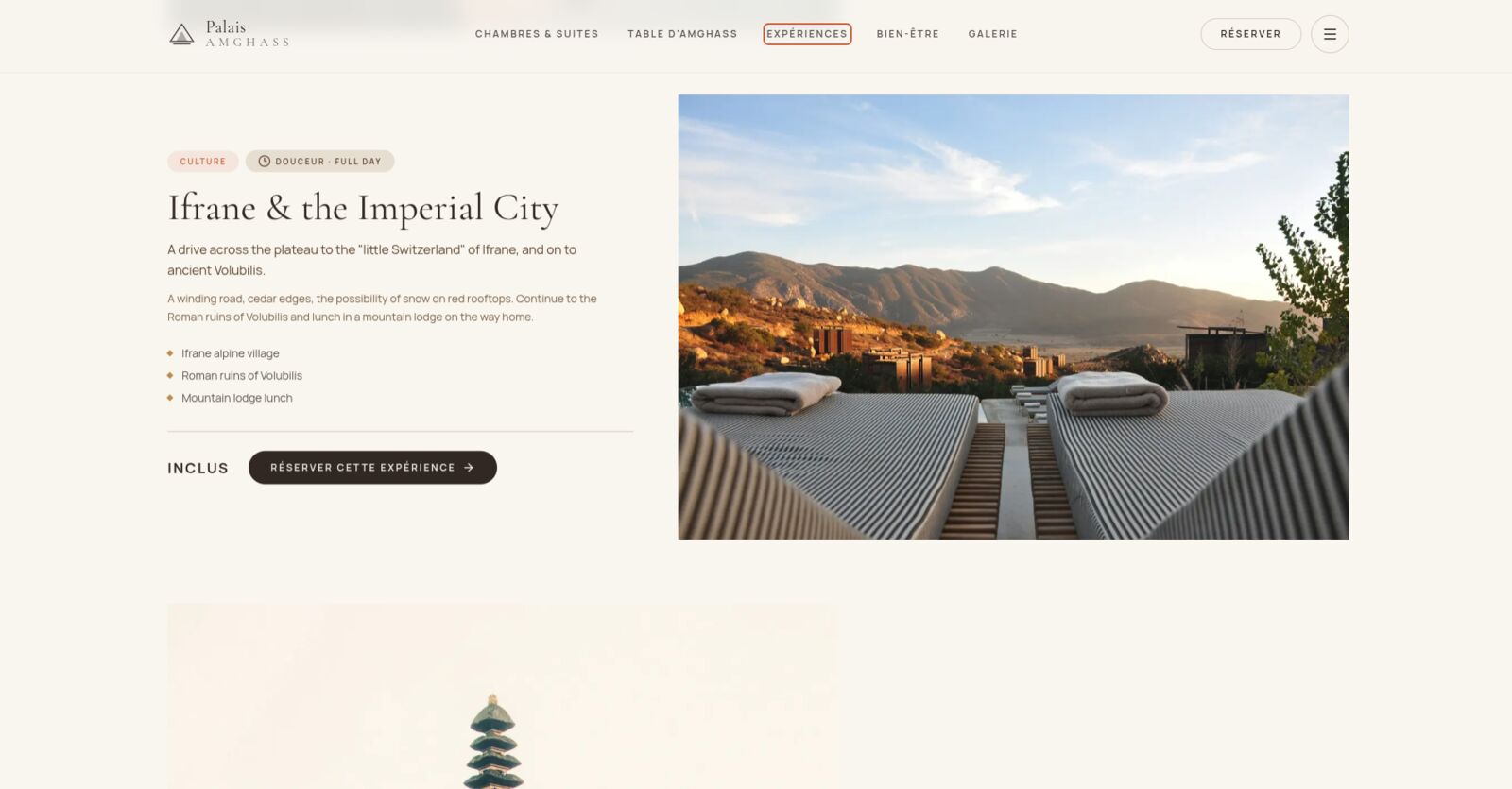 Palais Amghass — experiences section