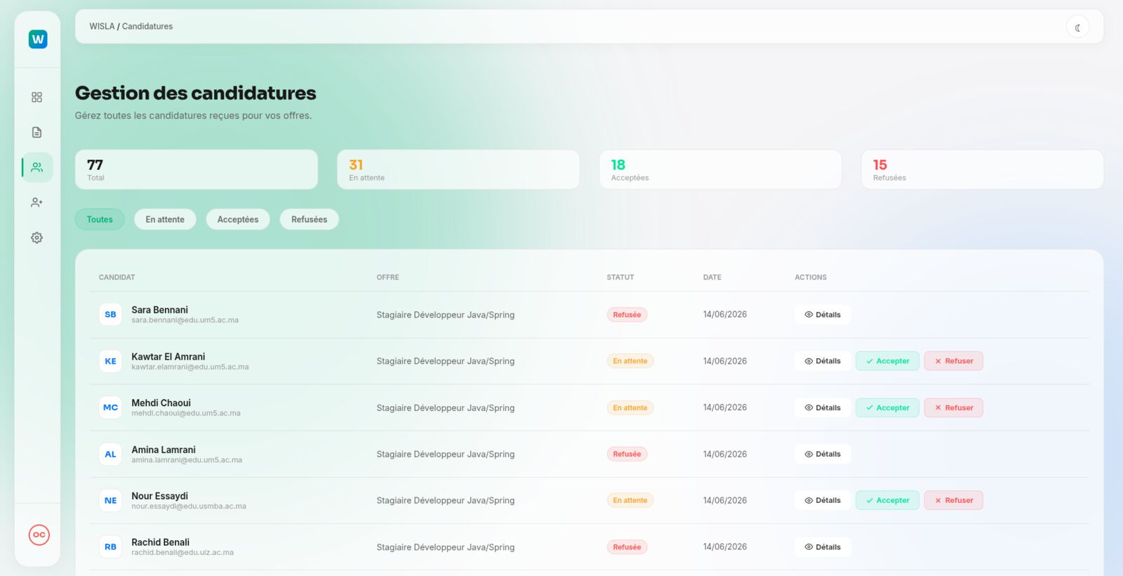 WISLA — company student applications